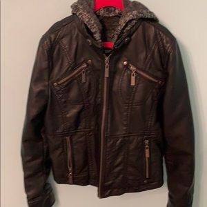 Biker jacket with hood